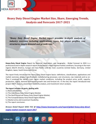 Heavy duty diesel engine market share,size,trends and analysis 2017 2021