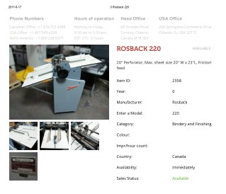 Buy Used ROSBACK 220 Machine