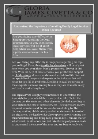 Understand the Importance of Availing Family Legal Services When Required