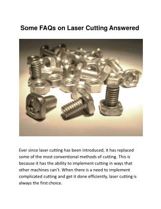 Some FAQs on Laser Cutting Answered