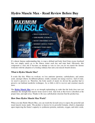 Hydro Muscle Max - Read Review Before Buy