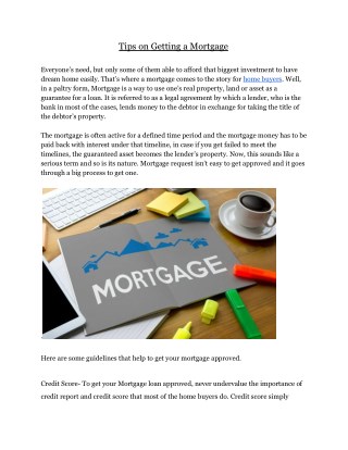 Tips on Getting a Mortgage