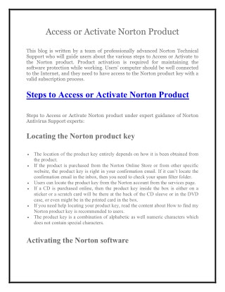 Norton Support 1800-431-268 to Access or Activate Norton Product