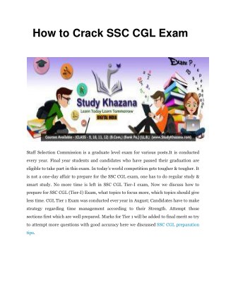 How to Crack SSC CGL Exam