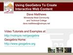 Using GeoGebra To Create Interactive Web Content
