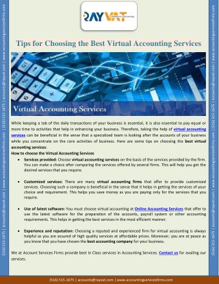 Tips for Choosing the Best Virtual Accounting Services