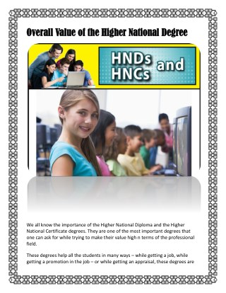 Importance of the Higher National Diploma and Degrees