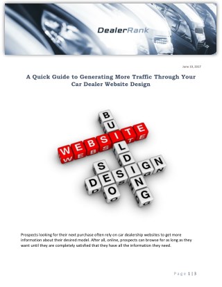 A Quick Guide to Generating More Traffic Through Your Car Dealer Website Design