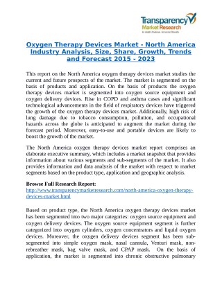 Oxygen Therapy Devices Market Research Report Forecast to 2023
