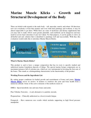 Marine Muscle Klicks - Growth and Structural Development of the Body