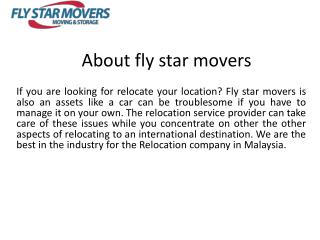 Best moving companies Malaysia | fly star movers