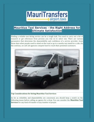 Hiring mauritius taxi services at mauritransfers.com
