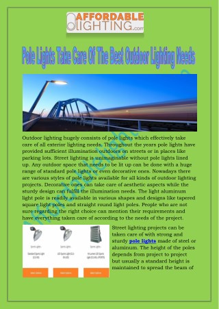 Pole Lights Take Care Of The Best Outdoor Lighting Needs