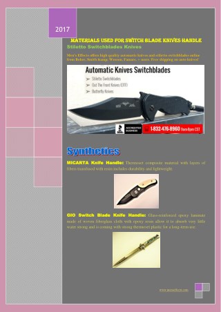 Materials Used for Switch Blade Knives Handle