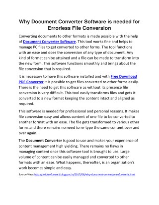 Why Document Converter Software is needed for Errorless File Conversion