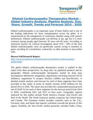 Dilated Cardiomyopathy Therapeutics Market to 2020: Trends, Business Strategies and Opportunities