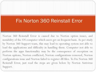 (1800) (431) (268) Fix Norton 360 Reinstall Error