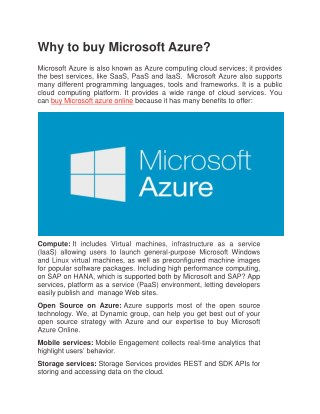Why to buy Microsoft Azure?