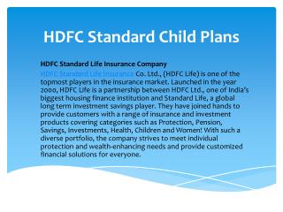 HDFC Standard Child Plans