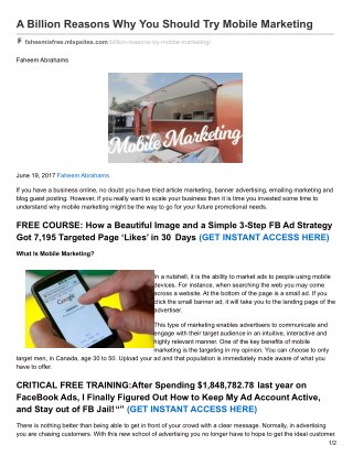 A Billion Reasons Why You Should Try Mobile Marketing