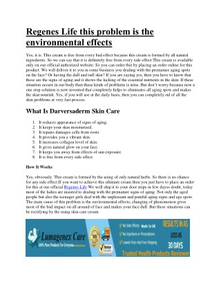 Regenes Life this problem is the environmental effects