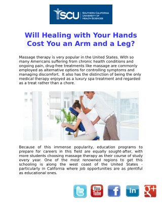 Will Healing with Your Hands Cost You an Arm and a Leg?