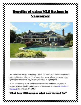 Benefits of using MLS listings in Vancouver