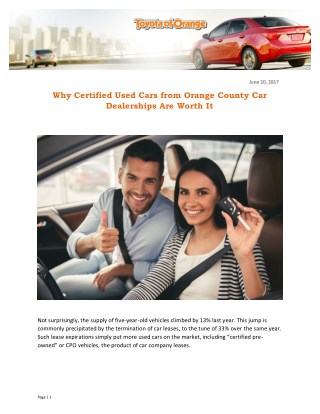 Why Certified Used Cars from Orange County Car Dealerships Are Worth It