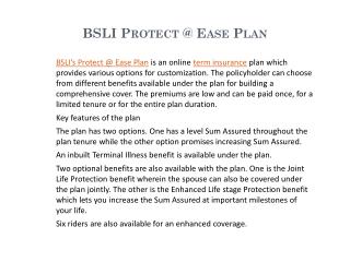 BSLI Protect @ Ease Plan