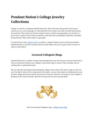 Pendant Nation’s College Jewelry Collections