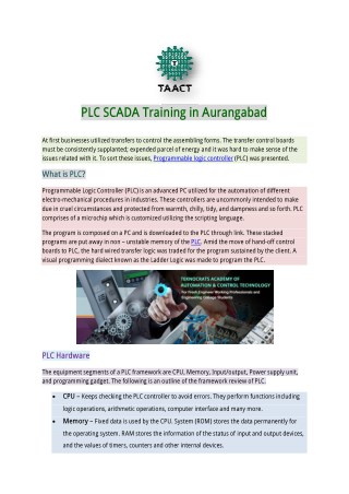 PLC SCADA Training in Aurangabad