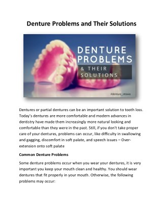 Denture Problems and Their Solutions