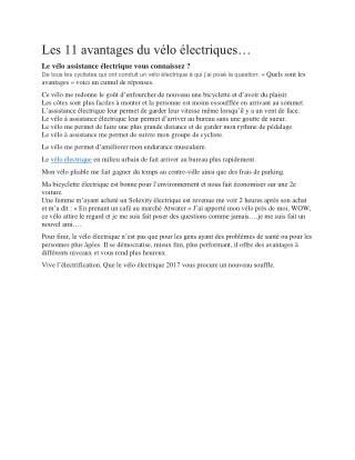 Les 11 Avantages Du Vélo Électriques…