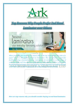 Top Reasons Why People Prefer 2nd Hand Laminator over Others