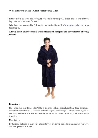 Why Bathrobes make a Great Father’s Day Gift?