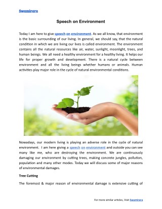 Speech On Environment