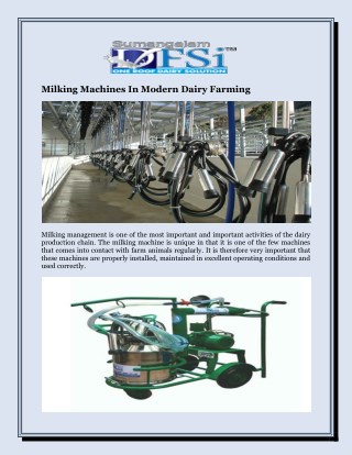 Milking Machines In Modern Dairy Farming