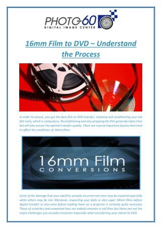 16mm Film to DVD – Understand the Process