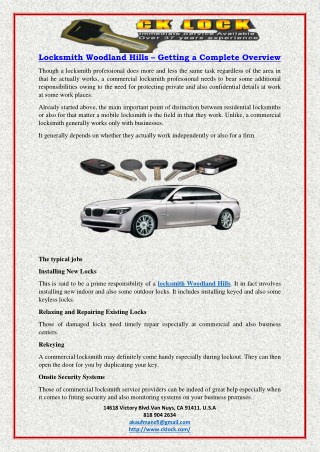 Locksmith Woodland Hills – Getting a Complete Overview
