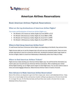 American Airlines Reservations