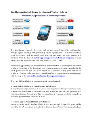 Best platforms for mobile app development you may relay on