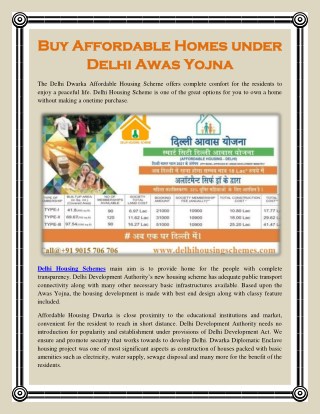 Buy Affordable Homes under Delhi Awas Yojna
