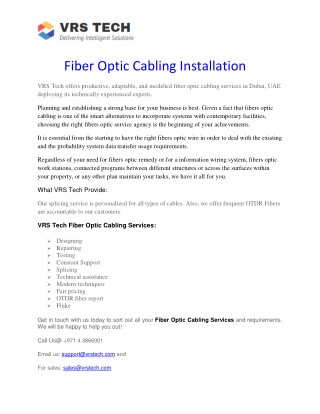 Fiber Optic Cabling Installation