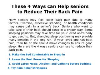 These 4 Ways can Help seniors to Reduce Their Back Pain