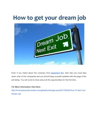 How To Get Your Dream Job