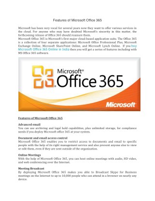 Features of Microsoft Office 365