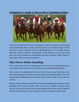 A Beginner’s Guide to Horse Race Gambling Online
