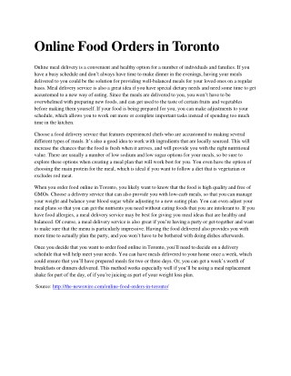 Online Food Orders in Toronto