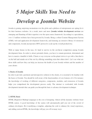 5 Major Skills You Need to Develop a Joomla Website