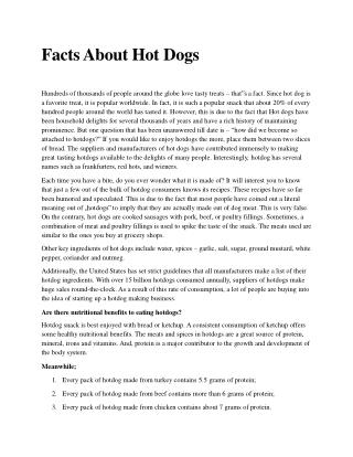 Facts About Hot Dogs